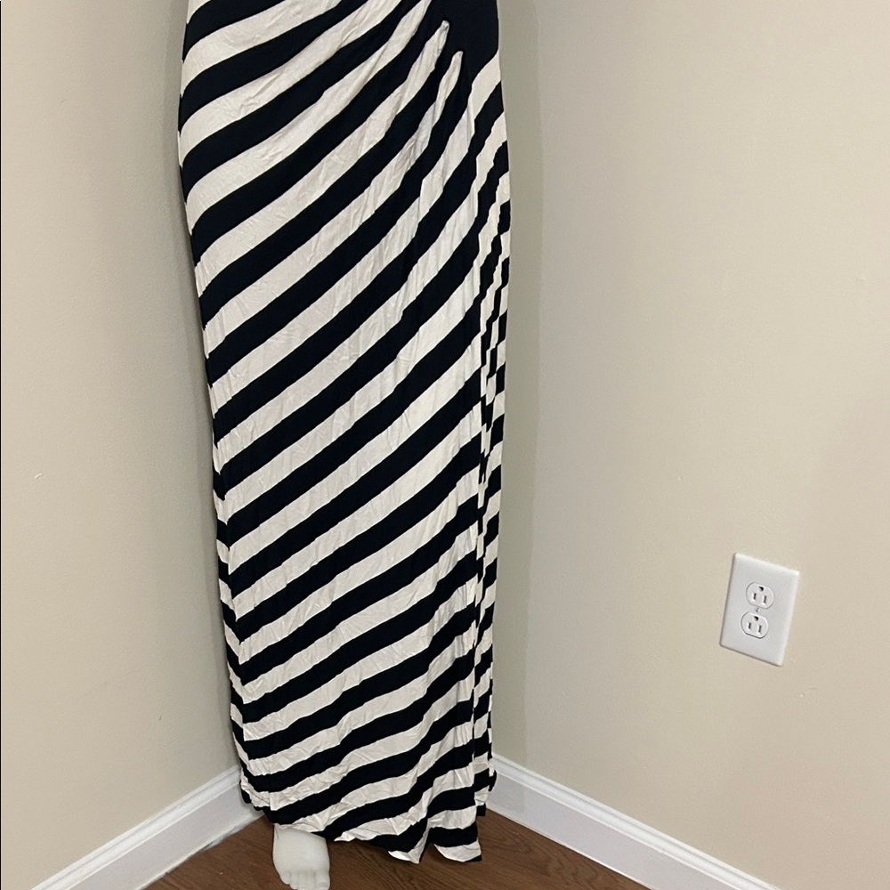 Chic Black and White Striped Maxi Dress - Picture 5 of 8